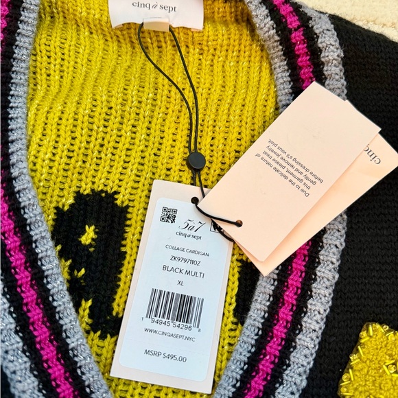 Cinq à Sept Paris New York Graphic Cardigan NWT XL - Picture 2 of 3